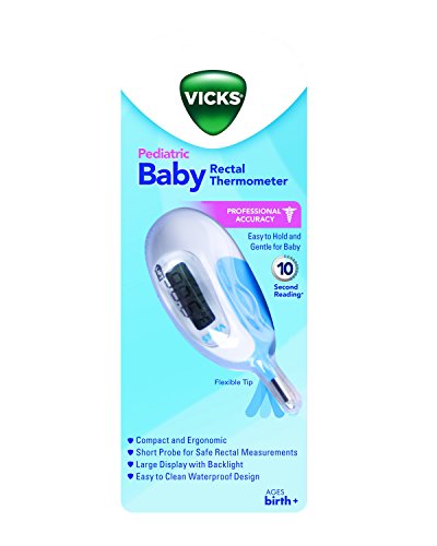 Vicks Baby Rectal Thermometer Baby Thermometer for Rectal Temperature, Short and Flexible Tip with Fast Read Times and Large Digital Display