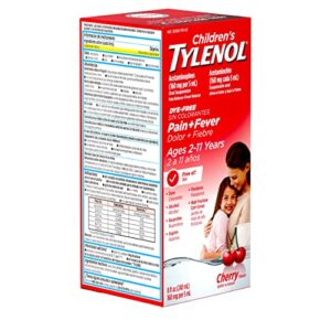 Tylenol Children's Pain + Fever Medicine with Acetaminophen, Dye-Free, Cherry, 8 Fl. Oz