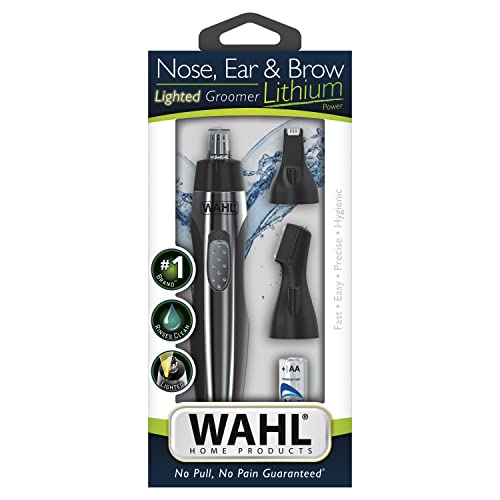 Wahl Lithium Powered Lighted Ear, Nose, & Brow Trimmer – Painless Eyebrow & Facial Hair Detail Personal Trimmer – Model 5546-400