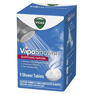 vicks vaposhower, shower tablet, shower bomb, aromatherapy vapors, eucaplytus & menthol, soothing non-medicated vapor steam, 5ct