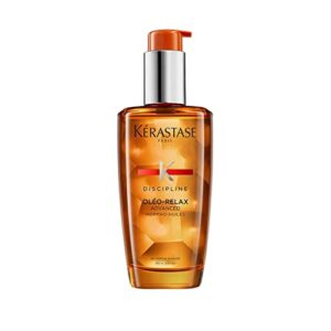 kerastase discipline oleo-relax advanced hair oil | anti-frizz daily conditioning & calming treatment | moisturizes dry and damaged hair | with coconut oil | for voluminous & unruly hair | 3.4 fl oz