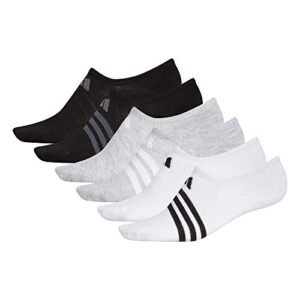 adidas womens Superlite Super No Show Socks (6-Pair), White/Cool Light Heather/Black, Medium