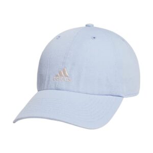 adidas women’s saturday relaxed fit adjustable hat, blue dawn/wonder quartz beige, one size