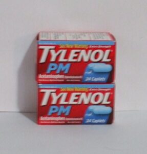 (pack of 2) tylenol pm extra strength caplets, 24 count each