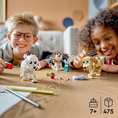 LEGO Creator 3 in 1 Adorable Dogs Set 31137 with Dachshund, Pug, Poodle Figures, Animal Building Toy for Kids Ages 7 and Up, Gift for Dog Lovers, Easter Gift Idea