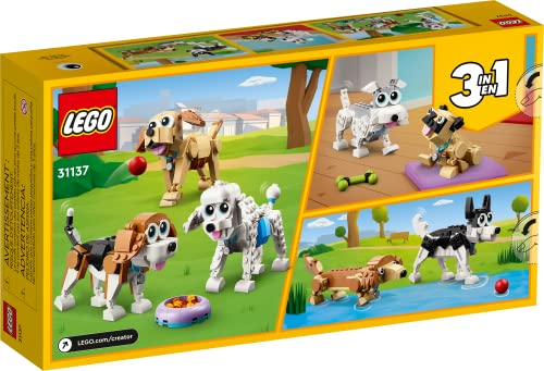 LEGO Creator 3 in 1 Adorable Dogs Set 31137 with Dachshund, Pug, Poodle Figures, Animal Building Toy for Kids Ages 7 and Up, Gift for Dog Lovers, Easter Gift Idea