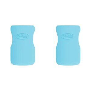 dr. brown’s natural flow® options+™ glass baby bottle sleeves, 100% silicone, 9 oz, wide-neck, blue (pack of 2)