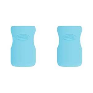 Dr. Brown’s Natural Flow® Options+™ Glass Baby Bottle Sleeves, 100% Silicone, 9 oz, Wide-Neck, Blue (Pack of 2)