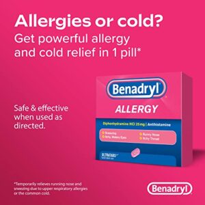 Benadryl Ultratabs Antihistamine Allergy Relief Tablets, Diphenhydramine HCl 25mg, 48 ct