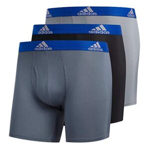 adidas men’s performance boxer brief underwear (3-pack), onix grey/black/collegiate royal blue, medium