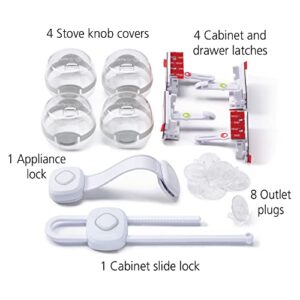 Safety 1st Room Solutions: No-Tools Baby Proof Kitchen Safety Kit - Includes Plug Protectors, Stove Knob Covers, Cabinet, Drawer, and Appliance Locks