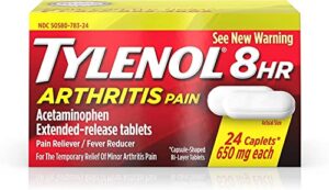 tylenol 8 hour arthritis pain relief – acetominophen extended-release tablets, pain reliever / fever reducer, 24 caplets, 650 milligrams each (2-pack)