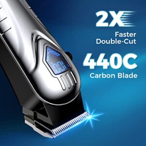 Hair Clippers for Men, 5 Hours Cordless Hair Cutting Kit with 10 Combs, LED Display, Low Noise Professional Beard Trimmer Barber Clippers Hair Cutting Kit with Scissors,Cape, Gifts for Men Family