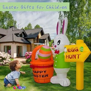 6FT Easter Inflatable Outdoor Decorations Easter Inflatable Bunny and Eggs Basket with Led Lights Blow Up Yard Decorations for Holiday Party (Easter Bunny)