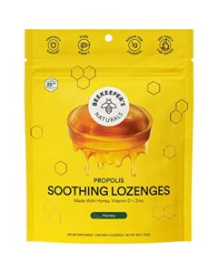 soothing honey cough drops – immune support with vitamin d, zinc and propolis – by beekeeper’s naturals – throat soothing lozenges, 14 ct