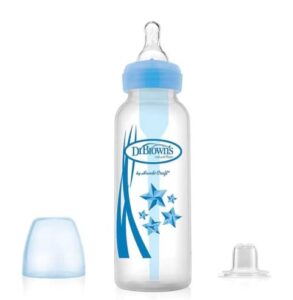 dr. brown’s options baby bottles, 2-in-1 transition kit, single, blue, 8 ounce