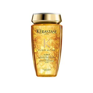 kerastase elixir ultime oil-infused shine shampoo | for dull, dry hair | softens and restores shine | with argan oil, camellia oil & marula oil | le bain | 8.5 fl oz