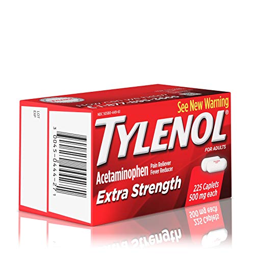 Tylenol Extra Strength Caplets with 500 mg Acetaminophen, Pain Reliever & Fever Reducer, For Headache, Backache & Menstrual Pain Relief, 225 ct