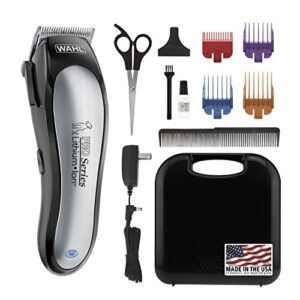 wahl lithium ion pro series cordless animal clippers – rechargeable, heavy-duty, electric dog & cat grooming kit for small & large breeds with thick to heavy coats – model 9766