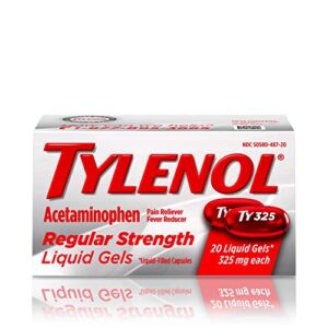 Tylenol Regular Strength Liquid Gels with 325 mg Acetaminophen, Pain Reliever & Fever Reducer, 20 ct