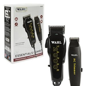 wahl professional essentials combo with taper 2000 clipper and ac trimmer for fading, edging, and blending for beginning barbers, stylists and artists – model 8329