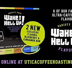 Wake The Hell Up! Variety Pack Flavored Single Serve Coffee Pods | Ultra-Caffeinated Coffee For K-Cup Compatible Brewers | 48 Count, 2.0 Compatible