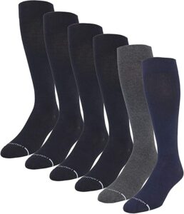 dr. motion men 6 pairs pack everyday compression knee high socks (assorted solid color)