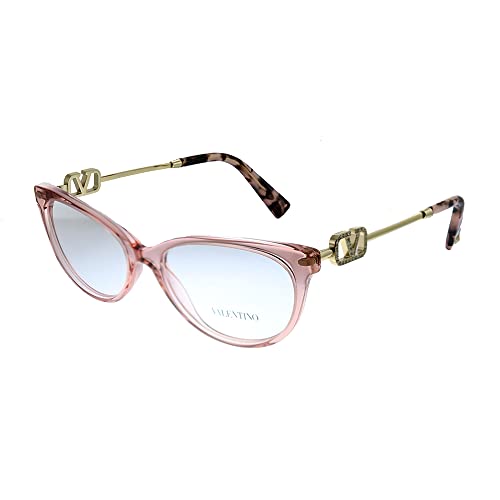 Valentino VA 3051 5155 Transparent Pink Plastic Cat-Eye Eyeglasses 52mm