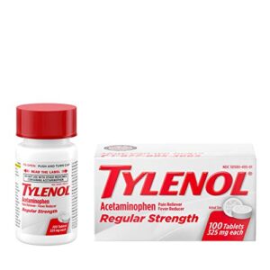 tylenol regular strength tablets, acetaminophen pain reliever & fever reducer, 100 ct