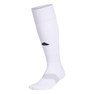 adidas unisex metro 6 soccer (1-pair) otc sock team, white/clear grey/black, medium us