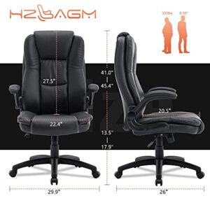 High Back Big and Tall Office Chair, Leather Executive Chair, Ergonomic Home Computer Desk Leather Chair with Flip-up Arms, Comfortable Double Thickening Padded Office Chair