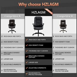 High Back Big and Tall Office Chair, Leather Executive Chair, Ergonomic Home Computer Desk Leather Chair with Flip-up Arms, Comfortable Double Thickening Padded Office Chair