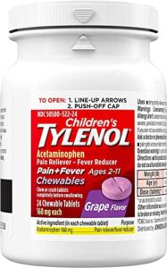tylenol children’s pain + fever chewables tablets 160 mg, grape flavor 24 ea (3 pack)
