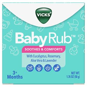 vicks babyrub, chest rub ointment with soothing aloe, eucalyptus, lavender, and rosemary, from the makers of vaporub, 1.76 oz, 6 count (packaging may vary)