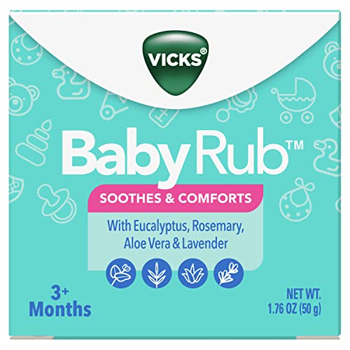 Vicks BabyRub, Chest Rub Ointment with Soothing Aloe, Eucalyptus, Lavender, and Rosemary, from The Makers of VapoRub, 1.76 oz, 6 Count (Packaging May Vary)