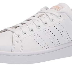 adidas Women's Advantage Tennis Shoe, White/White/Copper Metallic, 9