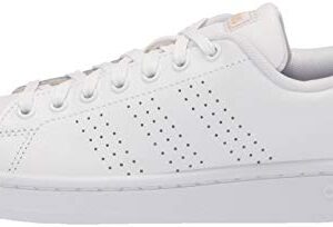 adidas Women's Advantage Tennis Shoe, White/White/Copper Metallic, 9