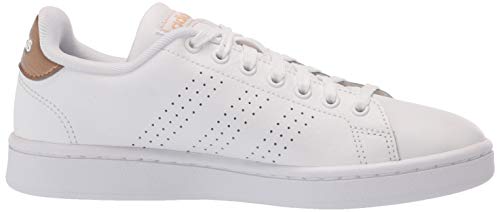 adidas Women's Advantage Tennis Shoe, White/White/Copper Metallic, 9