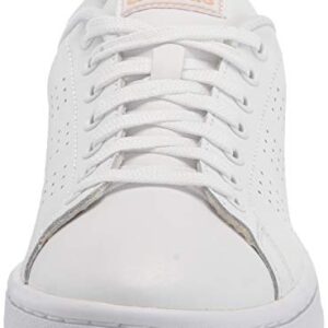 adidas Women's Advantage Tennis Shoe, White/White/Copper Metallic, 9