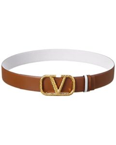valentino vlogo reversible leather belt, 70, brown