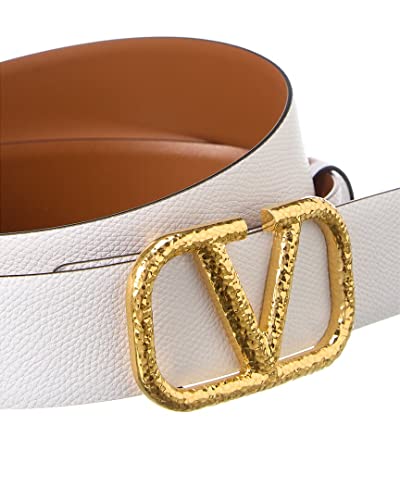 Valentino Vlogo Reversible Leather Belt, 70, Brown