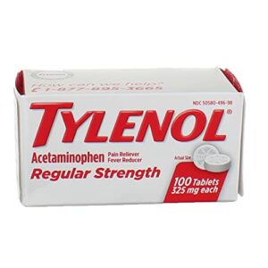 tylenol reg strngth 100’s size 100ct tylenol 325 mg regular strength pain reliever