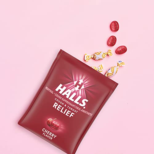 HALLS Relief Cherry Cough Drops, 30 Drops