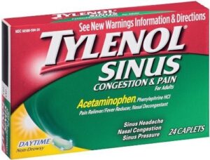 tylenol sinus congestion and pain caplets daytime, 24 caps (pack of 3)