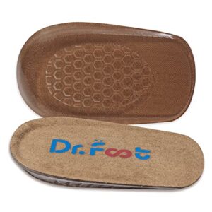 Dr. Foot's Height Increase Insole for Men and Women, Shock Absorption Heel Cushion Pads, Heel Lift Shoes Inserts (Small (0.5" Height), Brown)