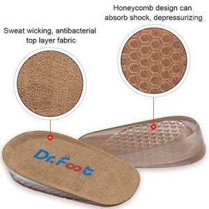 Dr. Foot's Height Increase Insole for Men and Women, Shock Absorption Heel Cushion Pads, Heel Lift Shoes Inserts (Small (0.5" Height), Brown)