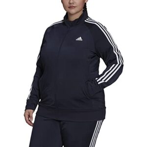 adidas women’s plus size essentials warm-up slim 3-stripes track top, legend ink, 3x