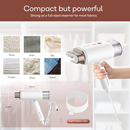 Newbealer Handheld Steamer for Clothes, Horizontal & Vertical Steaming, 2 Steam Levels 20s Heat Up, Foldable, Dry Ironing, Portable 1200W 180ml Fabric Wrinkle Remover with Brush and Anti-heat Glove