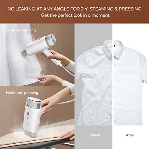 Newbealer Handheld Steamer for Clothes, Horizontal & Vertical Steaming, 2 Steam Levels 20s Heat Up, Foldable, Dry Ironing, Portable 1200W 180ml Fabric Wrinkle Remover with Brush and Anti-heat Glove