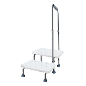 aliseniors step stool with handle and non-skid platform, heavy duty 2 steps medical foot stool for adult, seniors, handicap holds up to 350 lbs
